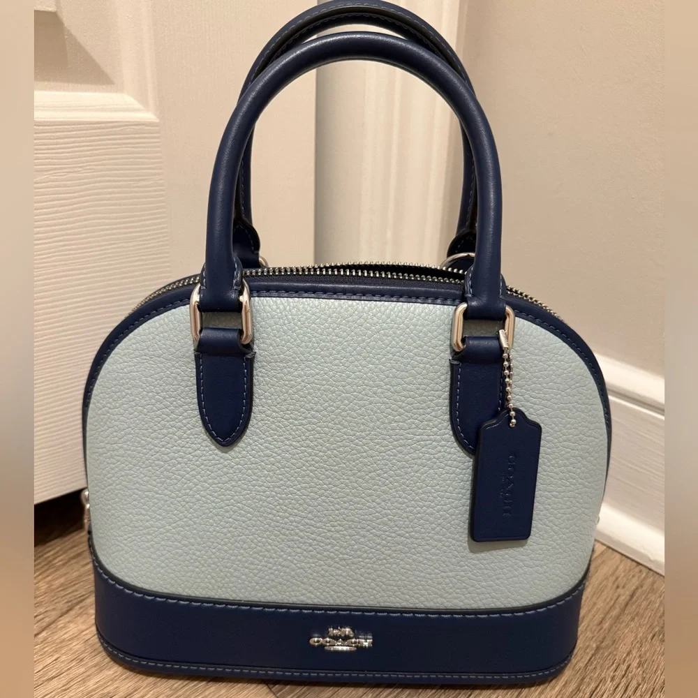 Coach Two-Tone Light Blue and Navy Dome Satchel